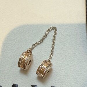 Pandora Two-Tone Rose Gold and Silver Safety Chain Charm
